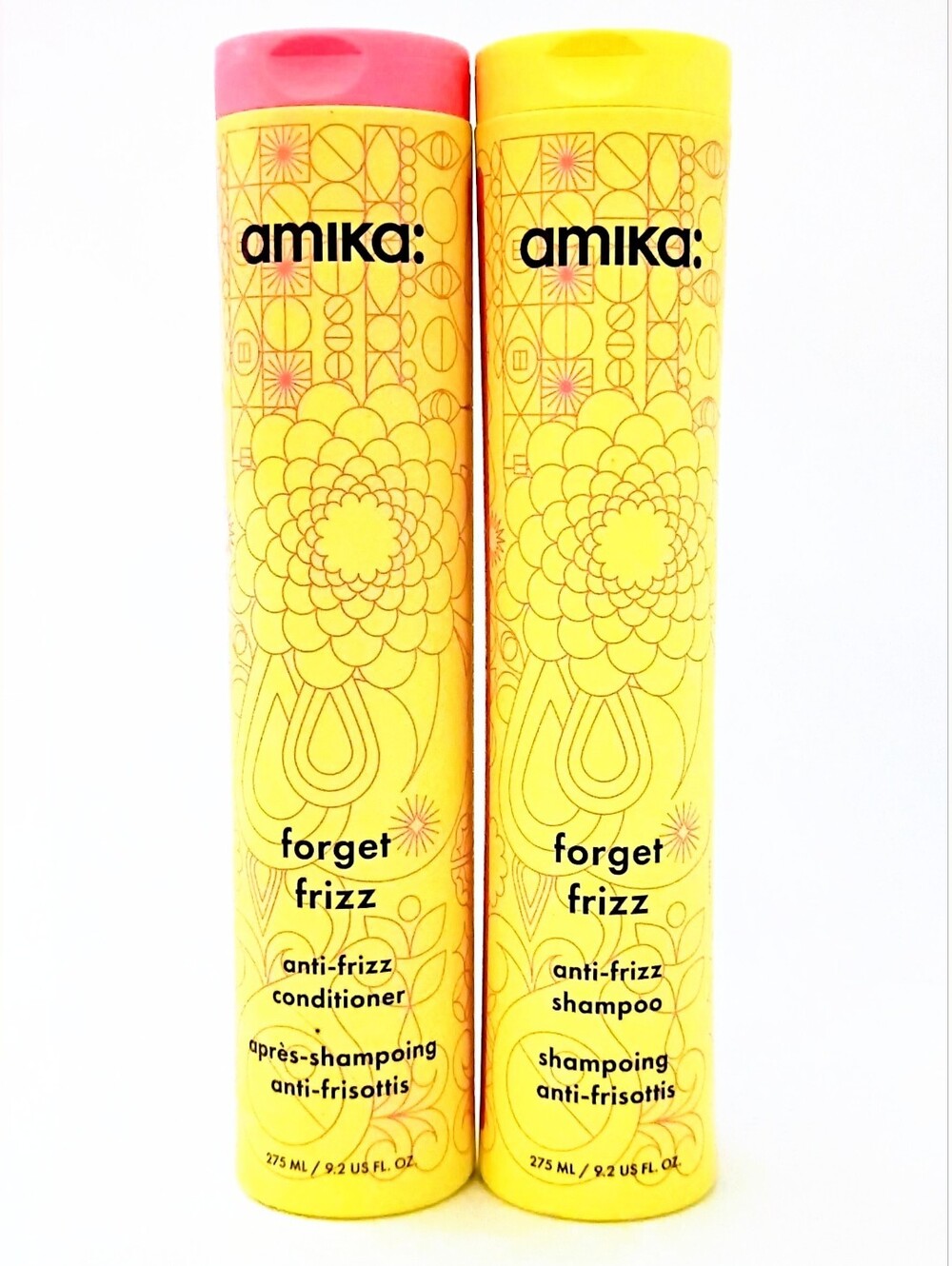 Amika Forget Frizz Anti-Frizz Shampoo & Conditioner Set 9.2 oz Each NEW